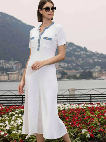 Angoor long dress, white/denim