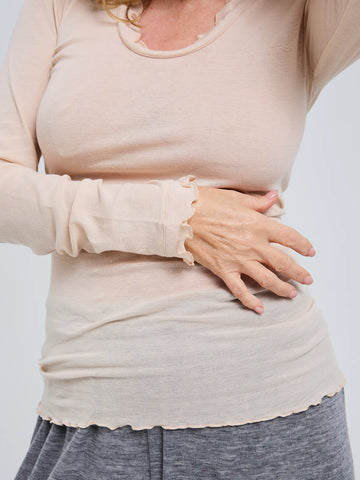 SB Cotton blouse L/S, basic, nude