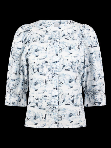 Lykke Blouse SS/26, blue pattern