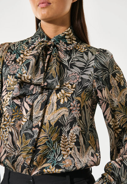 KikkiDea silk blouse AW25, Sencha Black