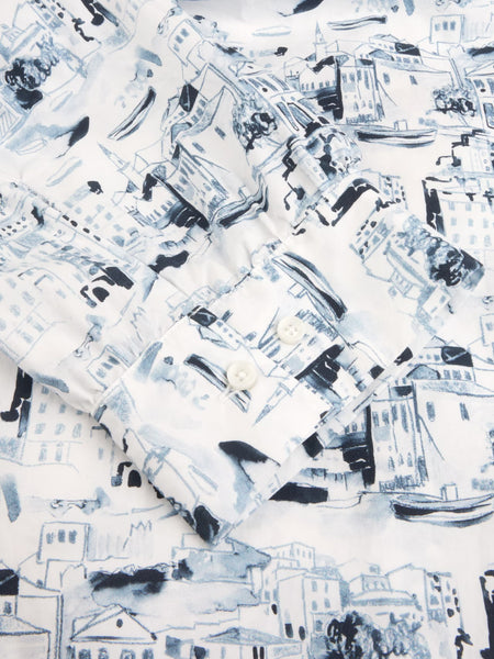 Lykke Blouse SS/26, blue pattern