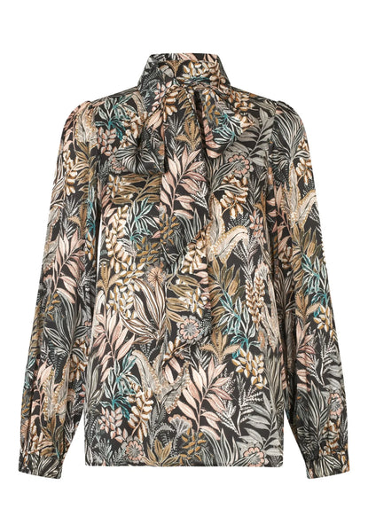 KikkiDea silk blouse AW25, Sencha Black