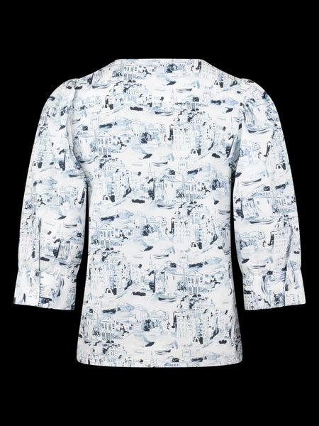 Lykke Blouse SS/26, blue pattern