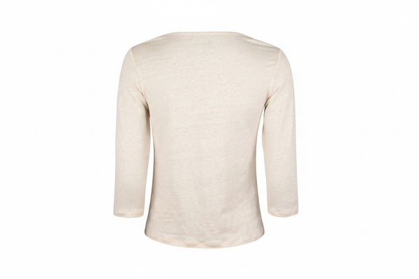 Stenstrøms hør T-shirt 3/4, beige