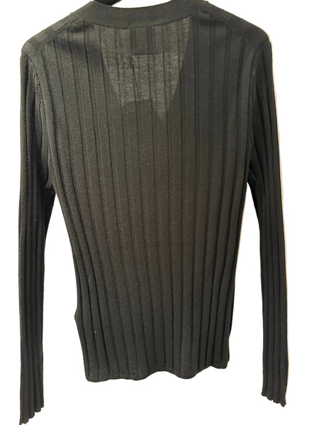 Allude merino rib V-cardigan